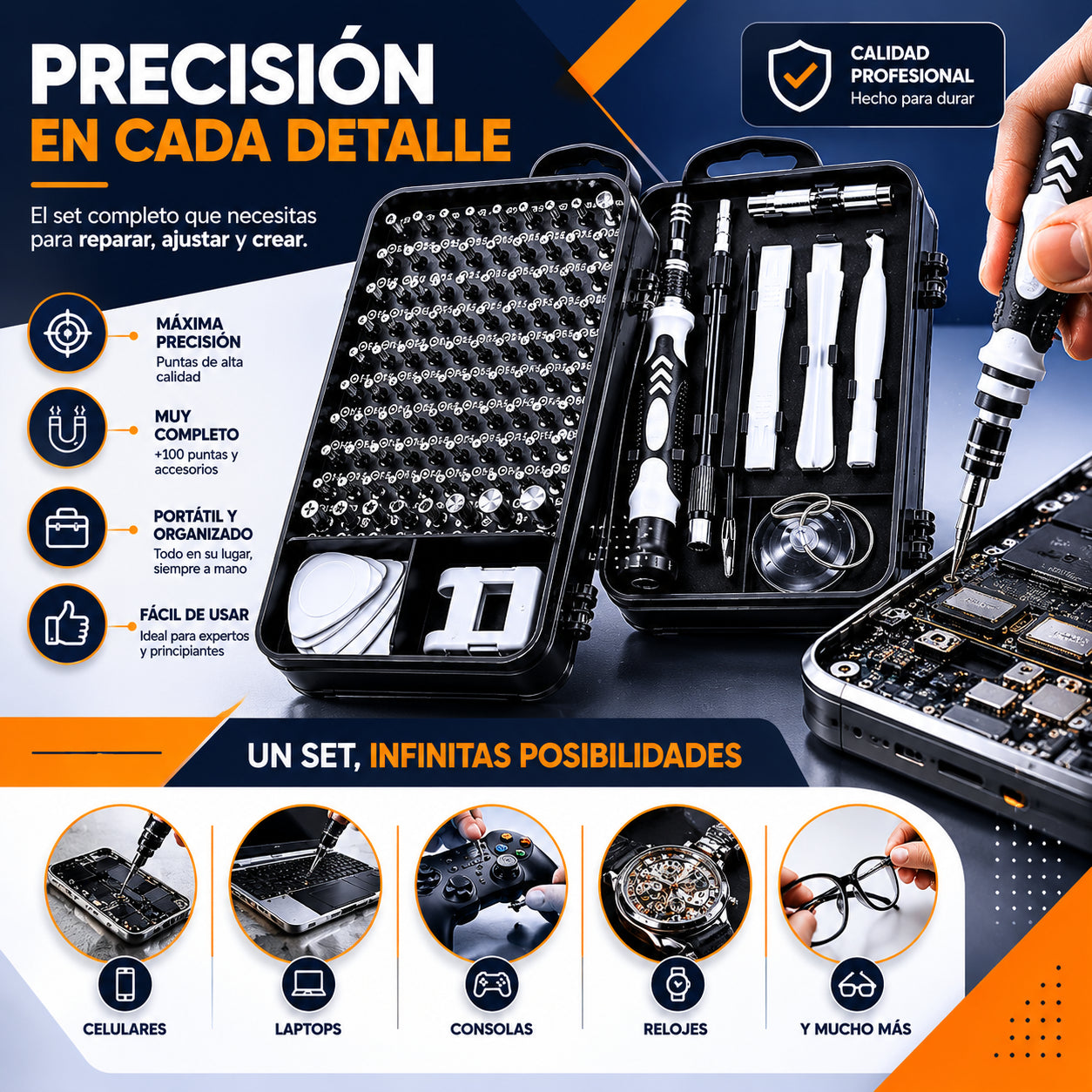 Kit Profesional de Reparación 115 en 1 – Todo en Uno